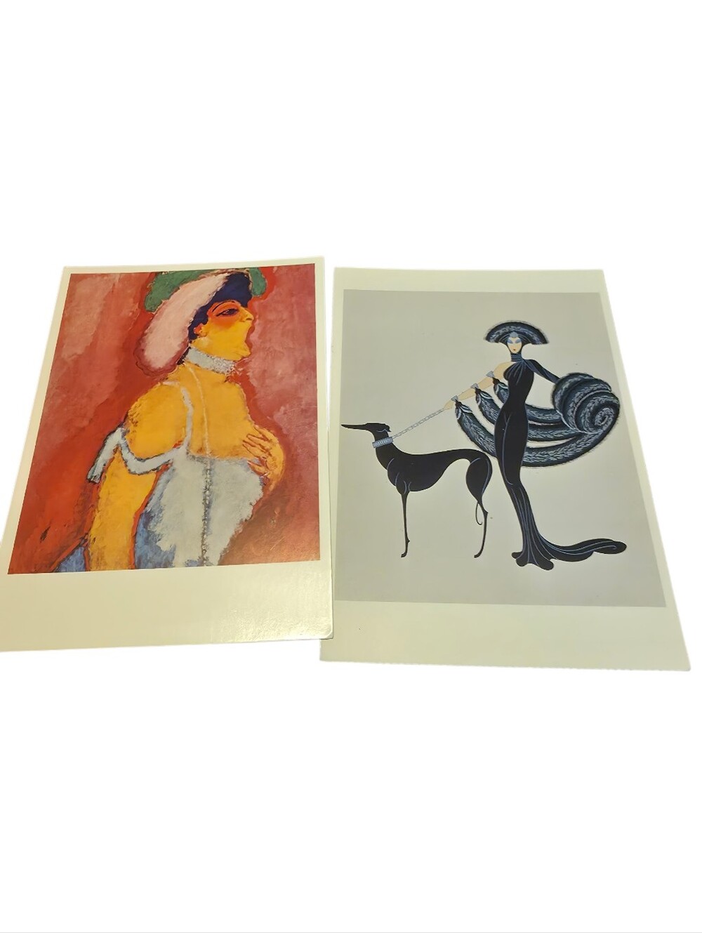 Vintage Art Postcard Lot Colorful Woman & Black Bird Fantasy Art Cards